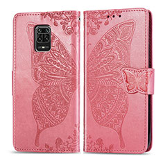 Leather Case Stands Butterfly Flip Cover Holder for Xiaomi Redmi Note 9S Hot Pink