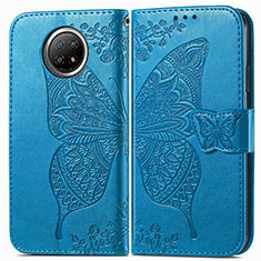 Leather Case Stands Butterfly Flip Cover Holder for Xiaomi Redmi Note 9T 5G Blue