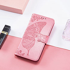 Leather Case Stands Butterfly Flip Cover Holder L01 for Xiaomi Redmi 12C 4G Hot Pink