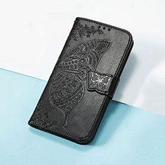 Leather Case Stands Butterfly Flip Cover Holder S01D for Huawei Enjoy 50 Pro Black