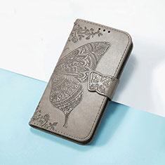 Leather Case Stands Butterfly Flip Cover Holder S01D for Huawei Enjoy 50 Pro Gray