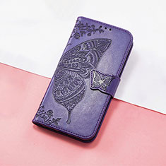 Leather Case Stands Butterfly Flip Cover Holder S01D for Huawei Enjoy 50 Pro Purple