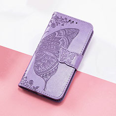 Leather Case Stands Butterfly Flip Cover Holder S01D for Huawei Honor 50 SE 5G Clove Purple