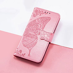 Leather Case Stands Butterfly Flip Cover Holder S01D for Huawei Honor 50 SE 5G Hot Pink