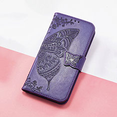 Leather Case Stands Butterfly Flip Cover Holder S01D for Huawei Honor 50 SE 5G Purple