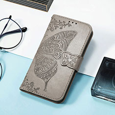 Leather Case Stands Butterfly Flip Cover Holder S01D for Huawei Honor 60 5G Gray