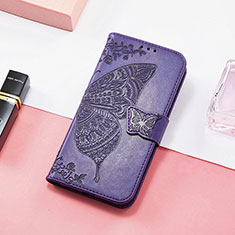 Leather Case Stands Butterfly Flip Cover Holder S01D for Huawei Honor 60 5G Purple