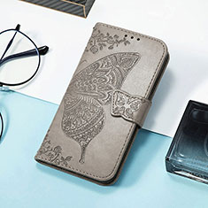 Leather Case Stands Butterfly Flip Cover Holder S01D for Huawei Honor 60 SE 5G Gray