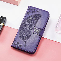 Leather Case Stands Butterfly Flip Cover Holder S01D for Huawei Honor 60 SE 5G Purple