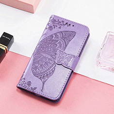 Leather Case Stands Butterfly Flip Cover Holder S01D for Huawei Honor 80 Pro 5G Clove Purple