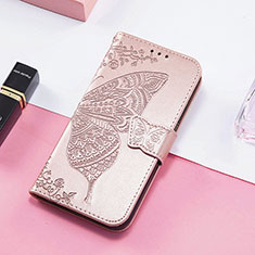 Leather Case Stands Butterfly Flip Cover Holder S01D for Huawei Honor 80 Pro Flat 5G Rose Gold