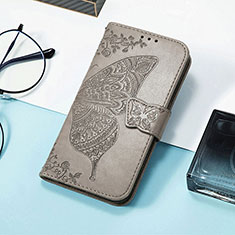 Leather Case Stands Butterfly Flip Cover Holder S01D for Huawei Honor 80 SE 5G Gray