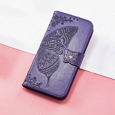 Leather Case Stands Butterfly Flip Cover Holder S01D for Huawei Nova 8i Purple