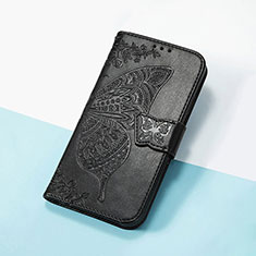 Leather Case Stands Butterfly Flip Cover Holder S01D for Motorola Moto G73 5G Black