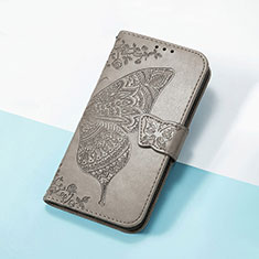 Leather Case Stands Butterfly Flip Cover Holder S01D for Motorola Moto G73 5G Gray
