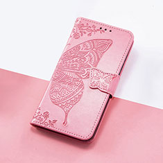 Leather Case Stands Butterfly Flip Cover Holder S01D for Motorola Moto G73 5G Hot Pink