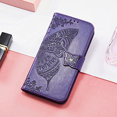 Leather Case Stands Butterfly Flip Cover Holder S01D for Samsung Galaxy F13 4G Purple