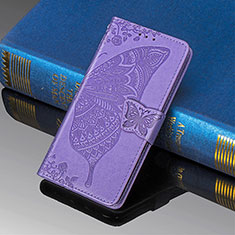 Leather Case Stands Butterfly Flip Cover Holder S01D for Samsung Galaxy S21 Ultra 5G Clove Purple