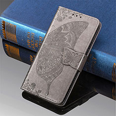 Leather Case Stands Butterfly Flip Cover Holder S01D for Samsung Galaxy S25 Ultra 5G Gray