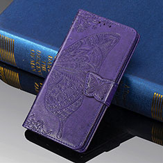 Leather Case Stands Butterfly Flip Cover Holder S01D for Samsung Galaxy S25 Ultra 5G Purple