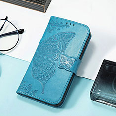 Leather Case Stands Butterfly Flip Cover Holder S01D for Samsung Galaxy XCover 6 Pro 5G Blue