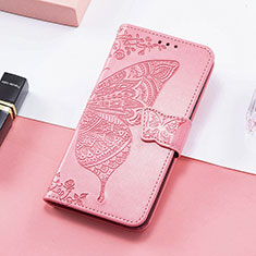 Leather Case Stands Butterfly Flip Cover Holder S01D for Samsung Galaxy XCover 6 Pro 5G Hot Pink