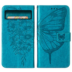 Leather Case Stands Butterfly Flip Cover Holder Y01B for Google Pixel 8 5G Blue