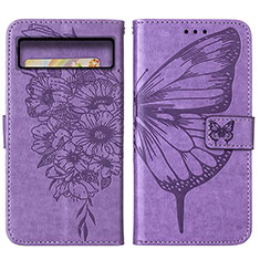 Leather Case Stands Butterfly Flip Cover Holder Y01B for Google Pixel 8 5G Clove Purple