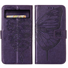 Leather Case Stands Butterfly Flip Cover Holder Y01B for Google Pixel 8 Pro 5G Purple