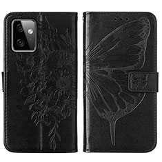 Leather Case Stands Butterfly Flip Cover Holder Y01B for Motorola Moto G Power 5G (2023) Black