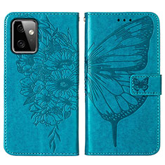 Leather Case Stands Butterfly Flip Cover Holder Y01B for Motorola Moto G Power 5G (2023) Blue