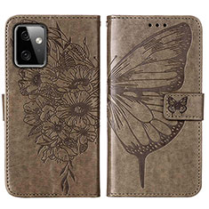 Leather Case Stands Butterfly Flip Cover Holder Y01B for Motorola Moto G Power 5G (2023) Gray