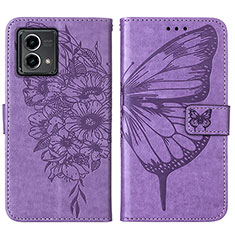 Leather Case Stands Butterfly Flip Cover Holder Y01B for Motorola Moto G Stylus (2023) 5G Clove Purple