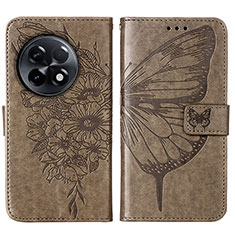 Leather Case Stands Butterfly Flip Cover Holder Y01B for OnePlus Ace 2 5G Gray