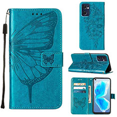 Leather Case Stands Butterfly Flip Cover Holder Y01B for OnePlus Nord CE 2 5G Blue