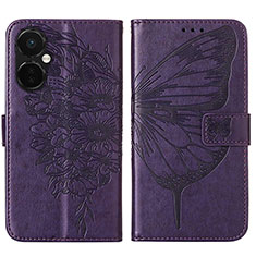 Leather Case Stands Butterfly Flip Cover Holder Y01B for OnePlus Nord CE 3 Lite 5G Purple