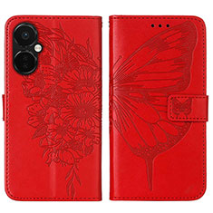 Leather Case Stands Butterfly Flip Cover Holder Y01B for OnePlus Nord CE 3 Lite 5G Red