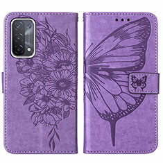 Leather Case Stands Butterfly Flip Cover Holder Y01B for Oppo A54 5G Clove Purple