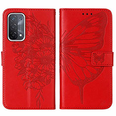 Leather Case Stands Butterfly Flip Cover Holder Y01B for Oppo A54 5G Red