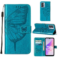 Leather Case Stands Butterfly Flip Cover Holder Y01B for Oppo A77 5G Blue