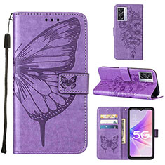 Leather Case Stands Butterfly Flip Cover Holder Y01B for Oppo A77 5G Clove Purple