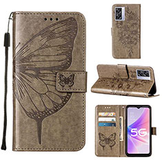 Leather Case Stands Butterfly Flip Cover Holder Y01B for Oppo A77 5G Gray