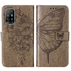 Leather Case Stands Butterfly Flip Cover Holder Y01B for Oppo A94 5G Gray