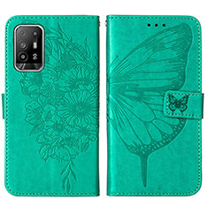 Leather Case Stands Butterfly Flip Cover Holder Y01B for Oppo A94 5G Green