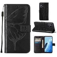Leather Case Stands Butterfly Flip Cover Holder Y01B for Oppo F21 Pro 4G Black