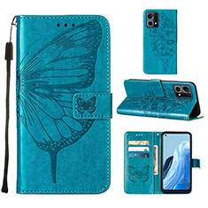 Leather Case Stands Butterfly Flip Cover Holder Y01B for Oppo F21 Pro 4G Blue