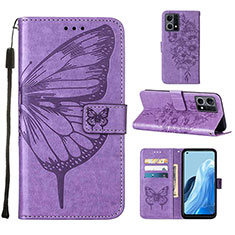 Leather Case Stands Butterfly Flip Cover Holder Y01B for Oppo F21 Pro 4G Clove Purple