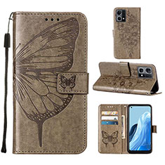 Leather Case Stands Butterfly Flip Cover Holder Y01B for Oppo F21 Pro 4G Gray