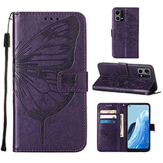 Leather Case Stands Butterfly Flip Cover Holder Y01B for Oppo F21 Pro 4G Purple