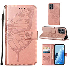 Leather Case Stands Butterfly Flip Cover Holder Y01B for Oppo F21 Pro 4G Rose Gold